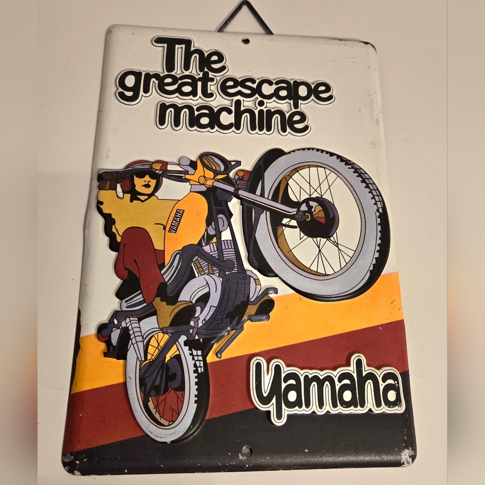 Yamaha The Great Escape Machine Tin Metal Raised Embossed Vintage Sign NEW